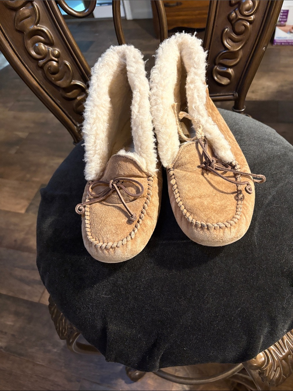 Women's Faux-Shearling Lined Moccasin Slippers - Tan-UGG